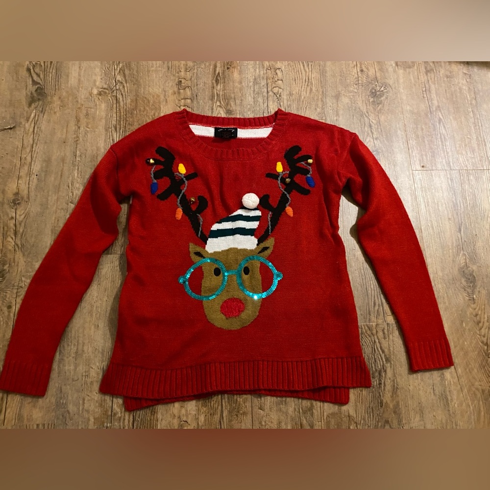 Reindeer Christmas Sweater with Jingle Bells